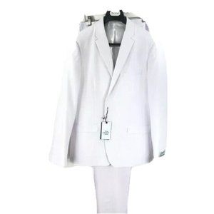 Needle & Stitch Men's White 2 Piece Slim Fit Suit Flat Front Pants Size 46R